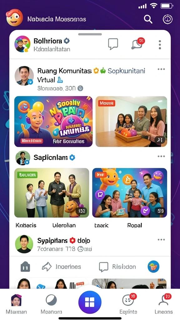 Tampilan fitur interaksi sosial antar pemain.